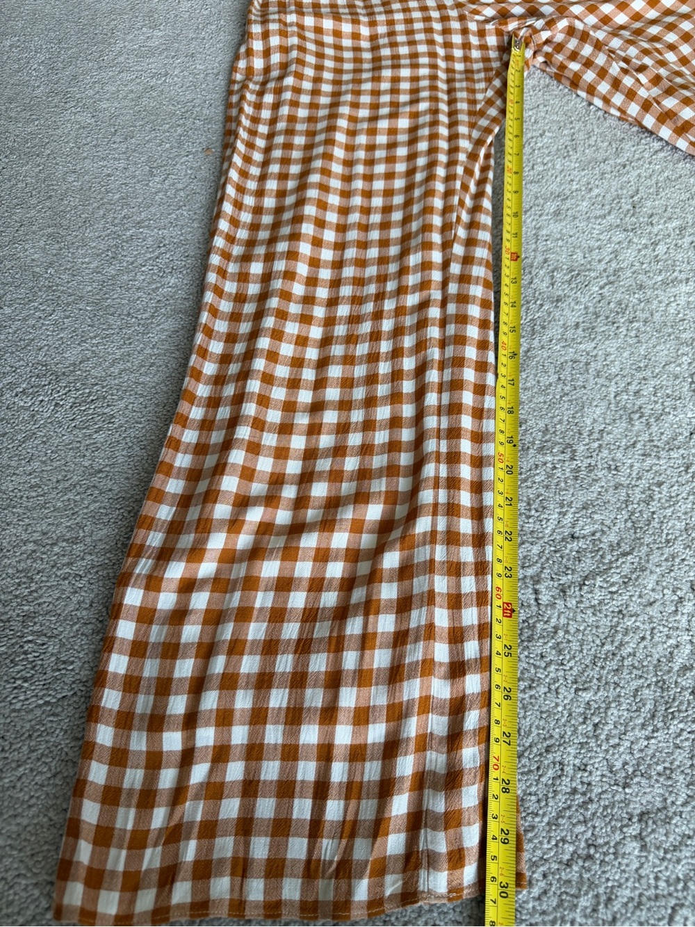 Saylor x Anthropologie Laken Gingham Ruffle Jumpsuit Apricot White Small - Picture 9 of 13